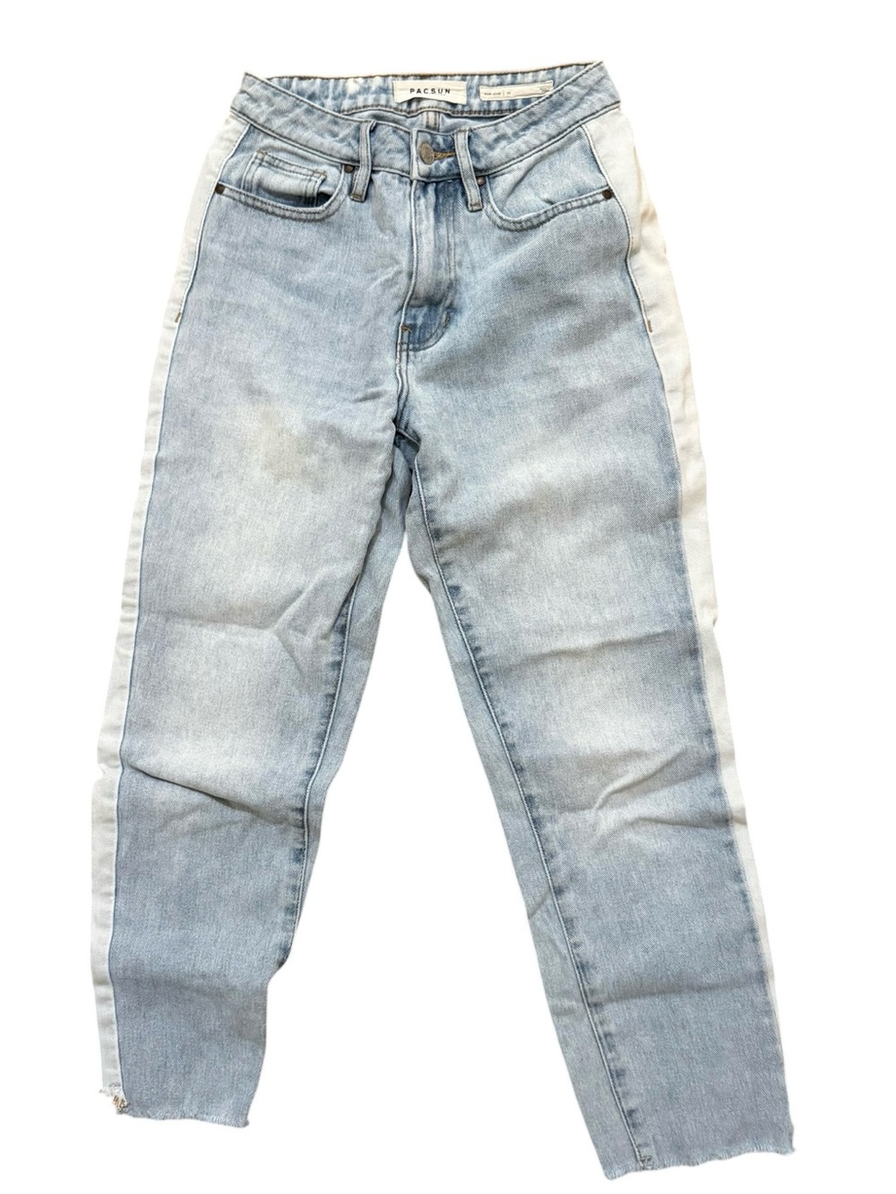 PacSun Light Wash Straight Leg Jeans with Light Blue/White Side Stripes